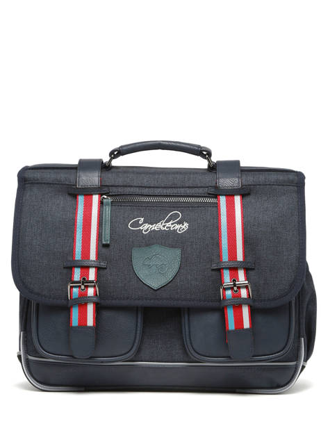 Boekentas Kinderen 2 Compartimenten Cameleon Blauw vintage urban CA38 ander zicht 6
