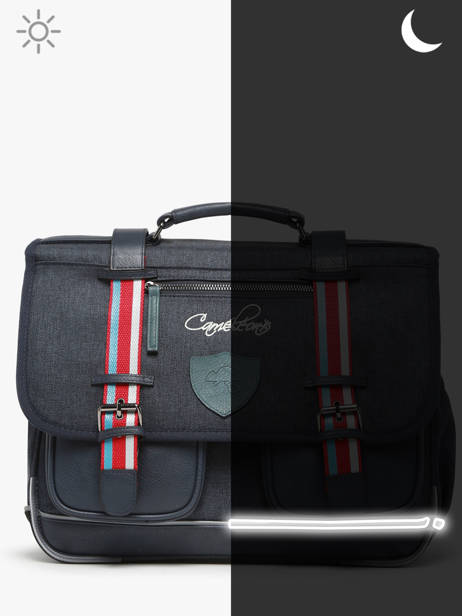 Boekentas Kinderen 2 Compartimenten Cameleon Blauw vintage urban CA38 ander zicht 7