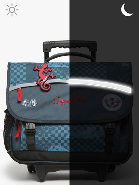 Boekentas Op Wieltjes Kind 3 Compartimenten Cameleon Blauw actual CR41 ander zicht 8