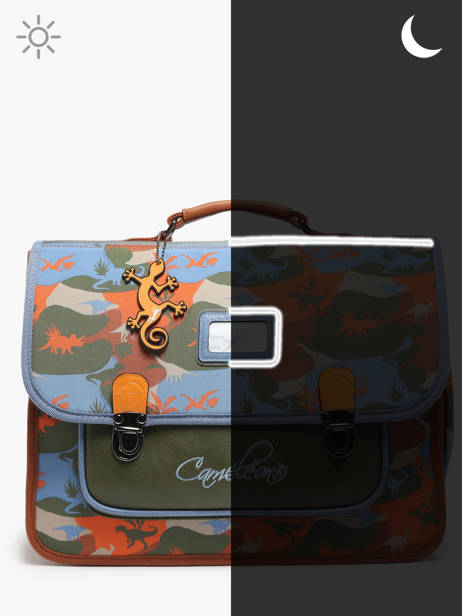 Boekentas Kind 2 Compartimenten Cameleon Veelkleurig retro CA38 ander zicht 7