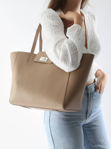 Handtas Ck Push Gerecycleerd Polyester Calvin klein jeans Bruin ck push K612147 ander zicht 1