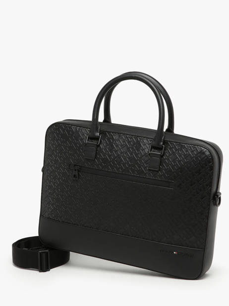 Documententas Tommy hilfiger Zwart monogram AM12675 ander zicht 2