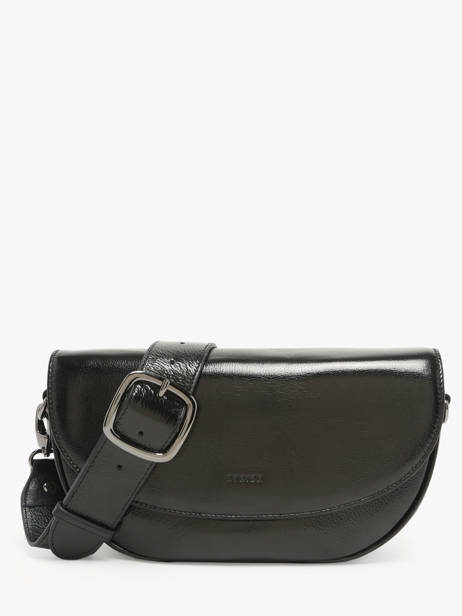 Cross Body Tas M Emeraude Leder Etrier Zwart emeraude EEME065M
