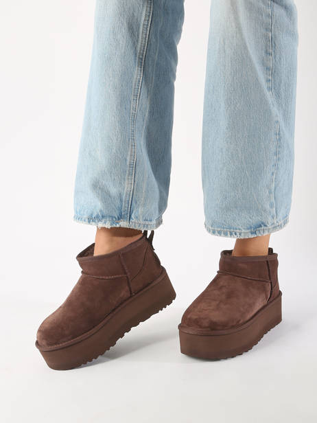 Boots Classic Ultra Mini Platform Uit Leder Ugg Bruin women 1135092 ander zicht 1