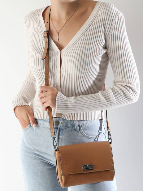 Cross Body Tas Caviar Leder Milano Bruin caviar CA24061 ander zicht 1