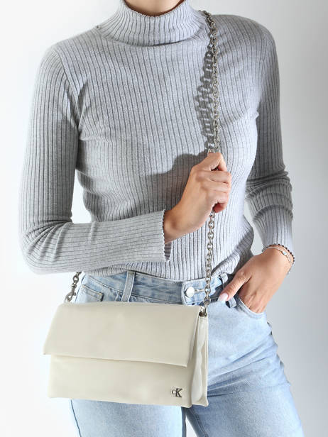 Cross Body Tas Micro Mono Gerecycleerd Polyester Calvin klein jeans Beige micro mono K611947 ander zicht 1