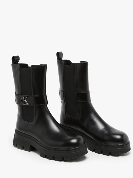 Enkellaarsjes Uit Leder Calvin klein jeans Zwart women 14950GT ander zicht 2