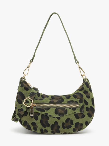 Schoudertas Velvet Leopardo Leder Milano Groen velvet leopardo VL24061