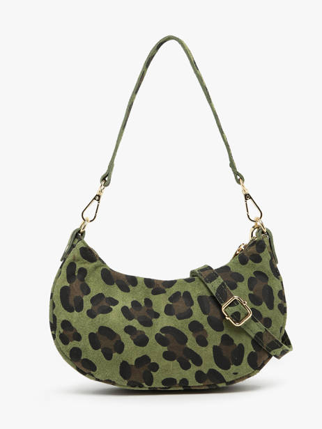 Schoudertas Velvet Leopardo Leder Milano Groen velvet leopardo VL24061 ander zicht 4