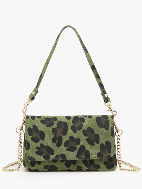 Cross Body Tas Velvet Leopardo Leder Milano Groen velvet leopardo VL24063
