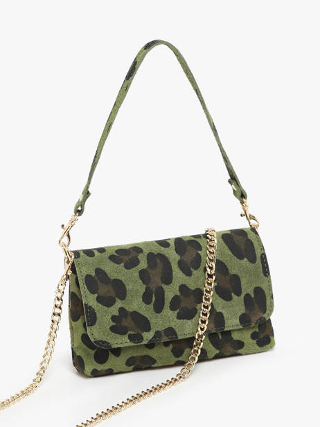 Cross Body Tas Velvet Leopardo Leder Milano Groen velvet leopardo VL24063 ander zicht 2