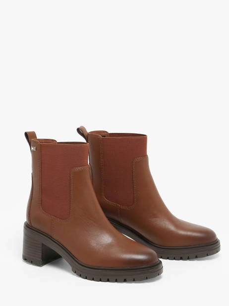 Enkellaarsjes Met Hak Uit Leder Tommy hilfiger Bruin women 8163GPK ander zicht 2