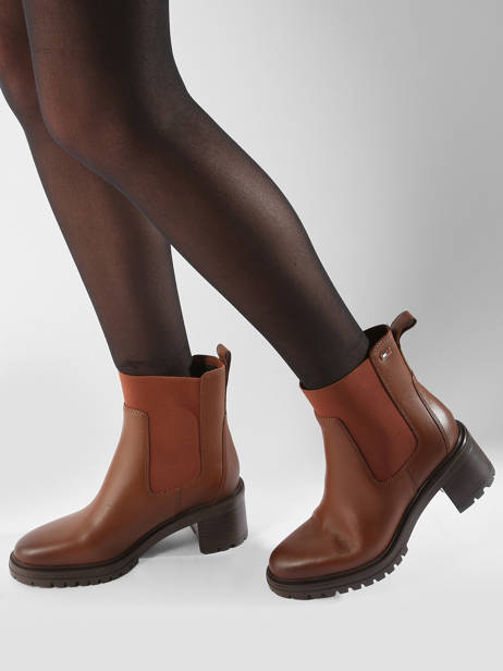 Enkellaarsjes Met Hak Uit Leder Tommy hilfiger Bruin women 8163GPK ander zicht 1