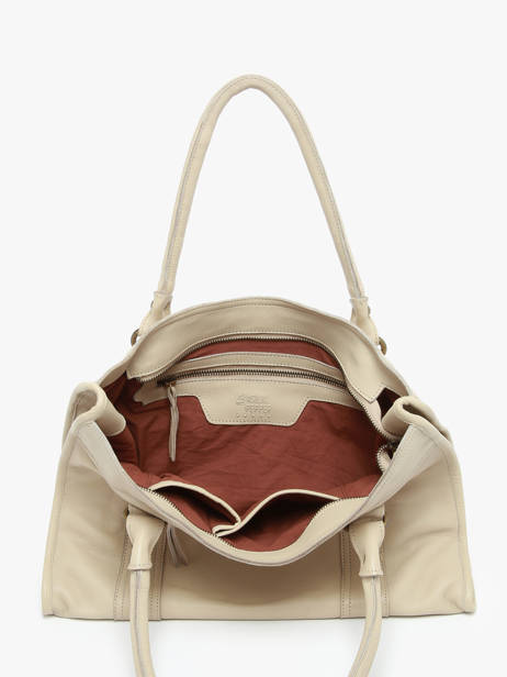 Schoudertas Cow A4 Leder Basilic pepper Beige cow BCOW31 ander zicht 3