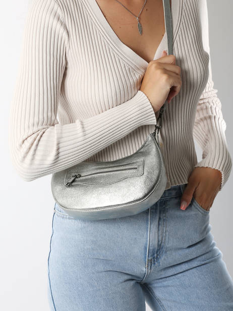 Schoudertas Nine Leder Milano Zilver nine NI24061 ander zicht 1
