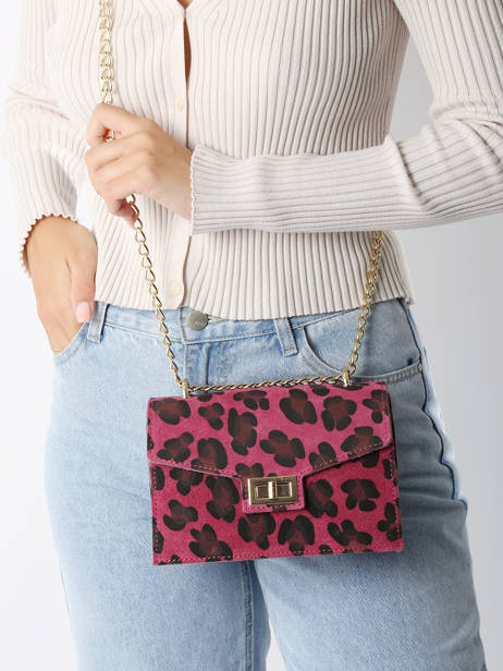 Cross Body Tas Velvet Leopardo Leder Milano Roze velvet leopardo VL21121 ander zicht 1