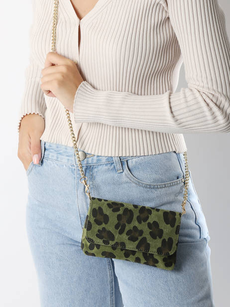 Cross Body Tas Velvet Leopardo Leder Milano Groen velvet leopardo VL24063 ander zicht 1