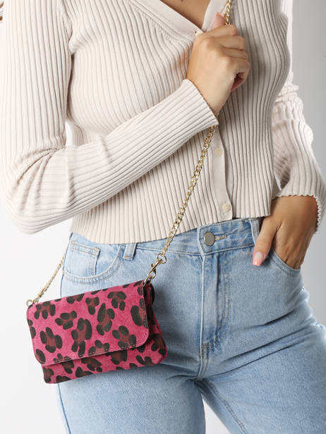 Cross Body Tas Velvet Leopardo Leder Milano Roze velvet leopardo VL24063 ander zicht 1