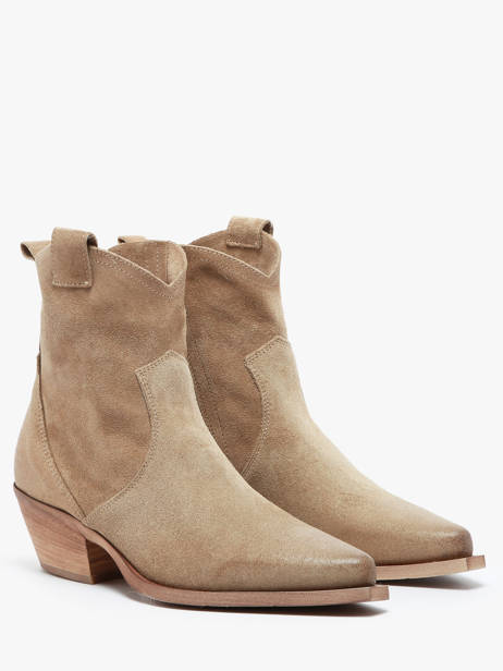 Santiago Laarzen Met Hak Tronchetti Texani Uit Leder Metisse Beige women DX380 ander zicht 2
