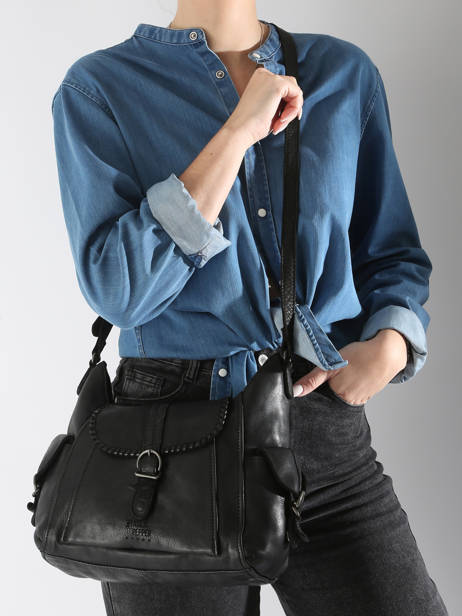Cross Body Tas Utility Leder Basilic pepper Zwart utility BUTI08 ander zicht 1