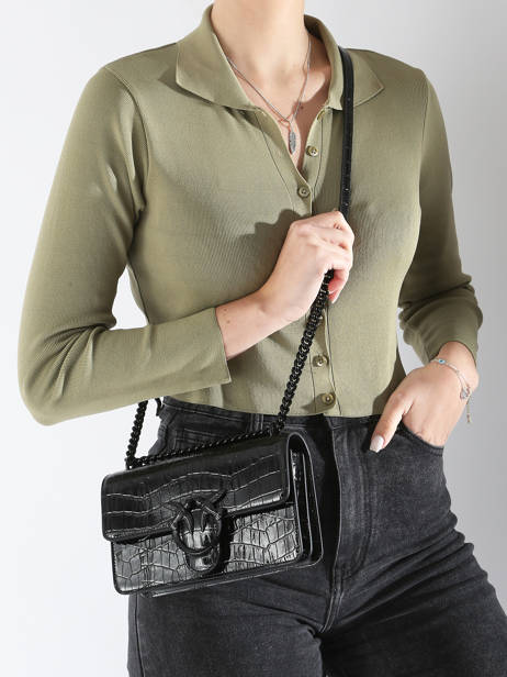 Cross Body Tas Love Bag Icon Leder Pinko Zwart love bag icon A1SY ander zicht 1
