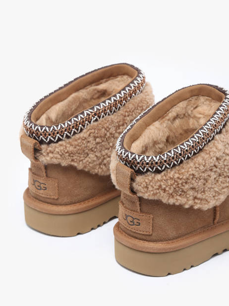 Boots Classic Ultra Mini Maxi Curly Uit Leder Ugg Beige women 1158263 ander zicht 3