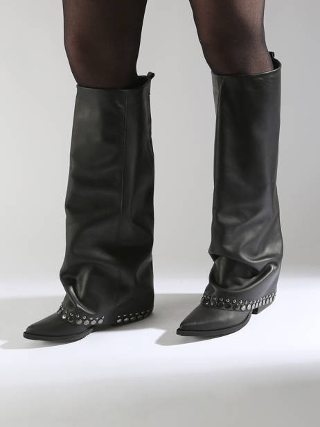Laarzen Uit Leder N°6 Zwart women AN31 ander zicht 1