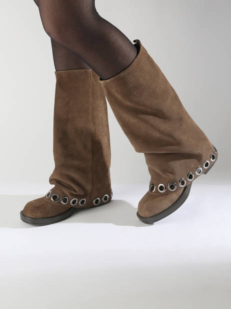 Laarzen Uit Leder N°6 Beige women GE5 ander zicht 1