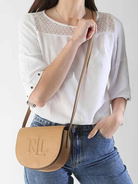 Cross Body Tas Anstey Leder Lauren ralph lauren Beige anstey 31950130 ander zicht 1