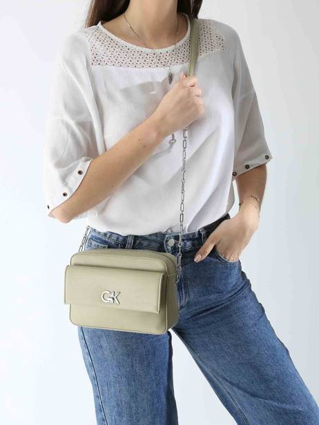 Cross Body Tas Ck Pocket Gerecycleerd Polyester Calvin klein jeans Groen ck pocket K613089 ander zicht 1