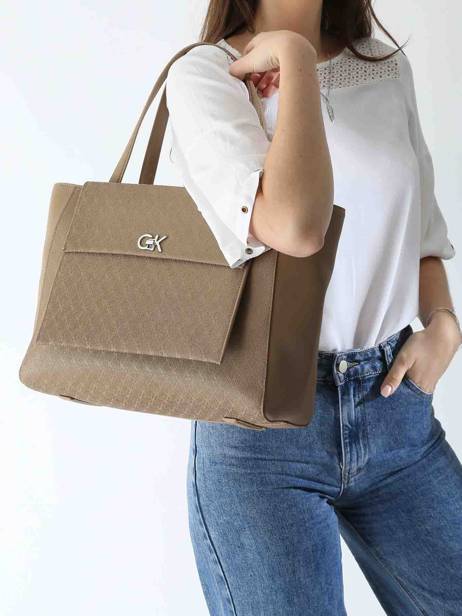 Schoudertas Ck Medium Calvin klein jeans Beige ck medium K613136 ander zicht 1