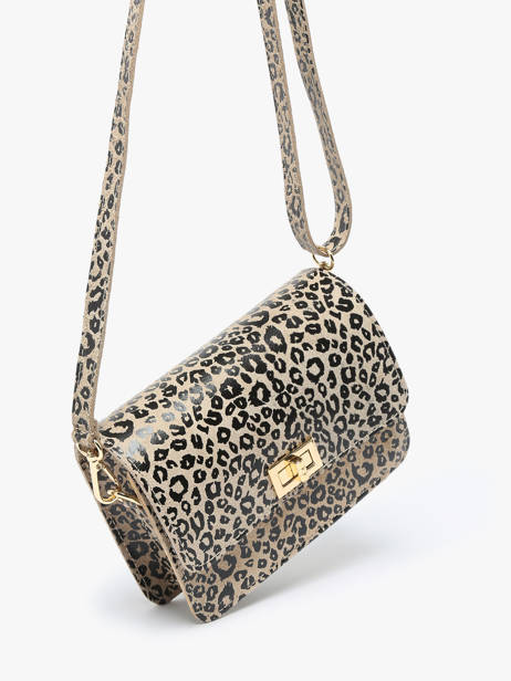 Cross Body Tas Velvet Leopardo Leder Milano Beige velvet leopardo VL24115 ander zicht 2