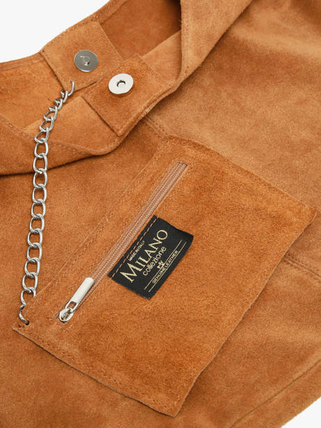 Schoudertas Velvet Leder Milano Bruin velvet VE24062B ander zicht 2