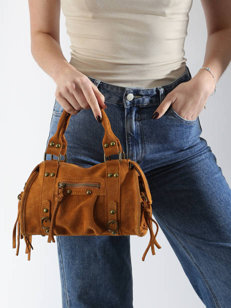 Cross Body Tas Velvet Leder Milano Bruin velvet VE24093 ander zicht 1