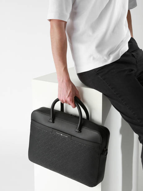 Documententas Tommy hilfiger Zwart monogram AM13104 ander zicht 1