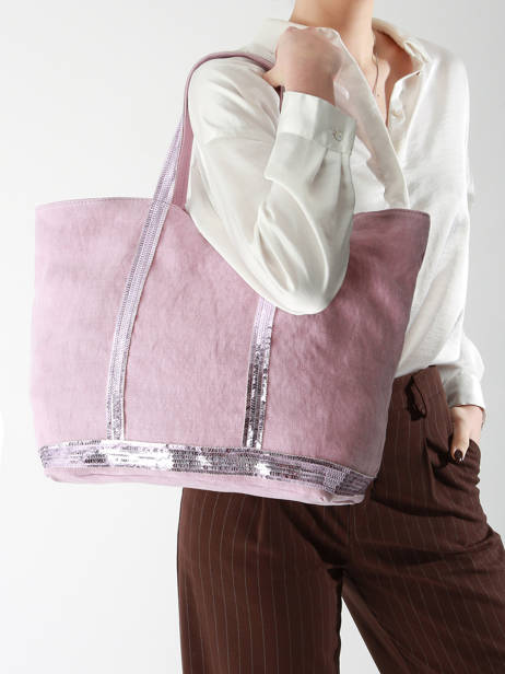 Handtas L Le Cabas Linnen Pailletten Vanessa bruno Roze cabas lin 31V40315 ander zicht 1