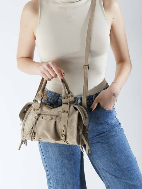 Cross Body Tas Velvet Leder Milano Beige velvet VE24093 ander zicht 1