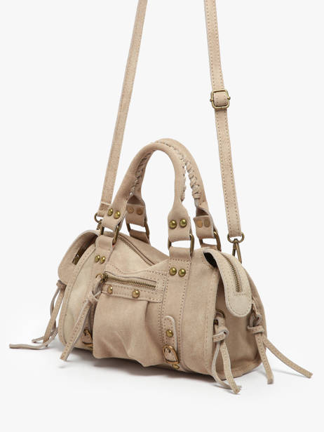 Cross Body Tas Velvet Leder Milano Beige velvet VE24093 ander zicht 2