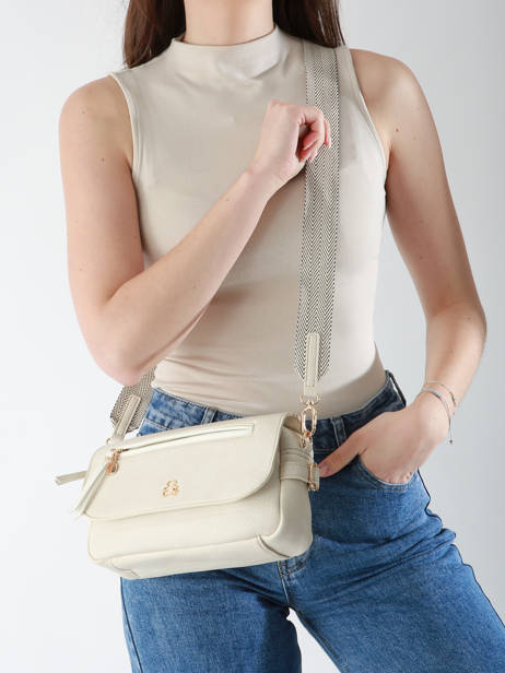 Cross Body Tas Zip Lulu castagnette Beige zip YRONDE ander zicht 1