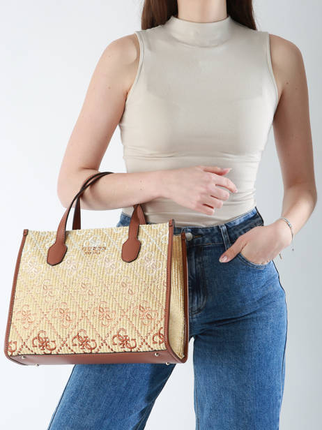 Handtassen Silvana Raphia Guess Bruin silvana SW866522 ander zicht 1