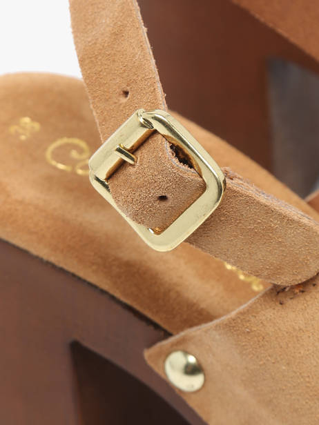 Sandalen Met Hak Carbini Uit Leder Coco abricot Bruin women V3107B ander zicht 2