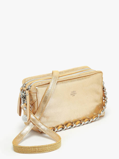 Cross Body Tas Vintage Leder Mila louise Goud vintage 23673X ander zicht 2