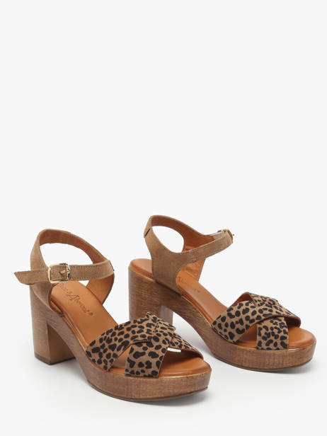 Sandalen Met Hak Musieges Uit Leder Coco abricot Bruin women V3081J ander zicht 1