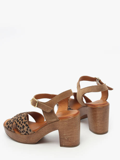 Sandalen Met Hak Musieges Uit Leder Coco abricot Bruin women V3081J ander zicht 2