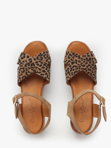 Sandalen Met Hak Musieges Uit Leder Coco abricot Bruin women V3081J ander zicht 3
