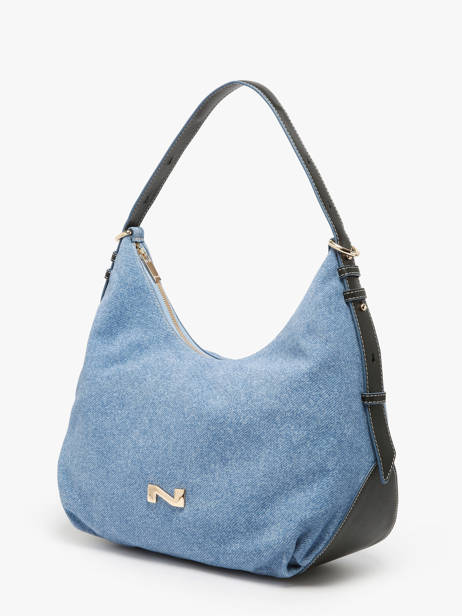 Schoudertas Denim Leder Nathan baume Blauw denim 1D ander zicht 2