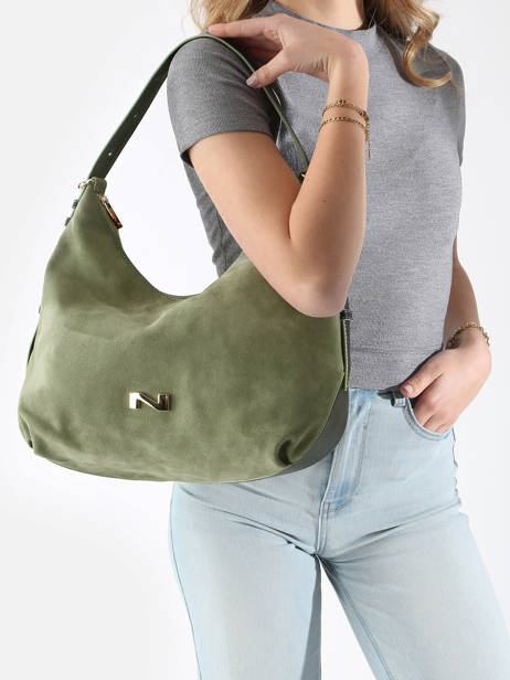 Schoudertas Carrie Suède Leder Nathan baume Groen vogue 1 ander zicht 1
