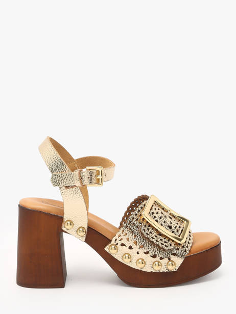 Sandalen Met Hak Sagonne Uit Leder Coco abricot Goud women V3123D