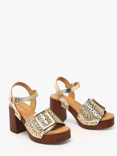 Sandalen Met Hak Sagonne Uit Leder Coco abricot Goud women V3123D ander zicht 1