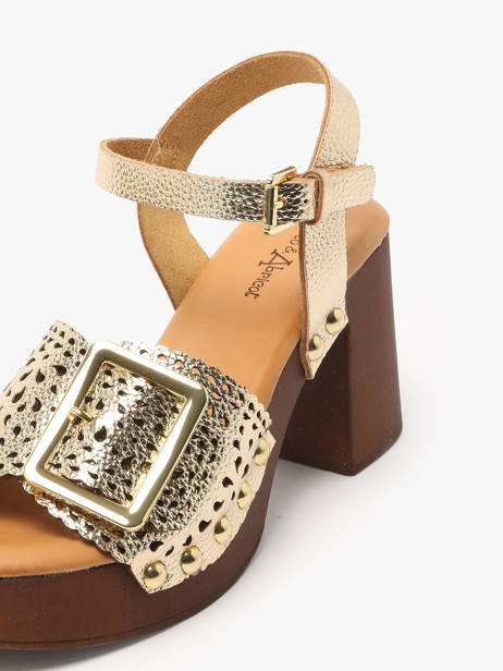 Sandalen Met Hak Sagonne Uit Leder Coco abricot Goud women V3123D ander zicht 2